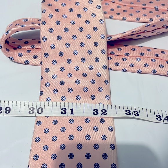 Vintage Pink with Blue Flowers G. Galvani Silk Tie - Picture 7 of 8
